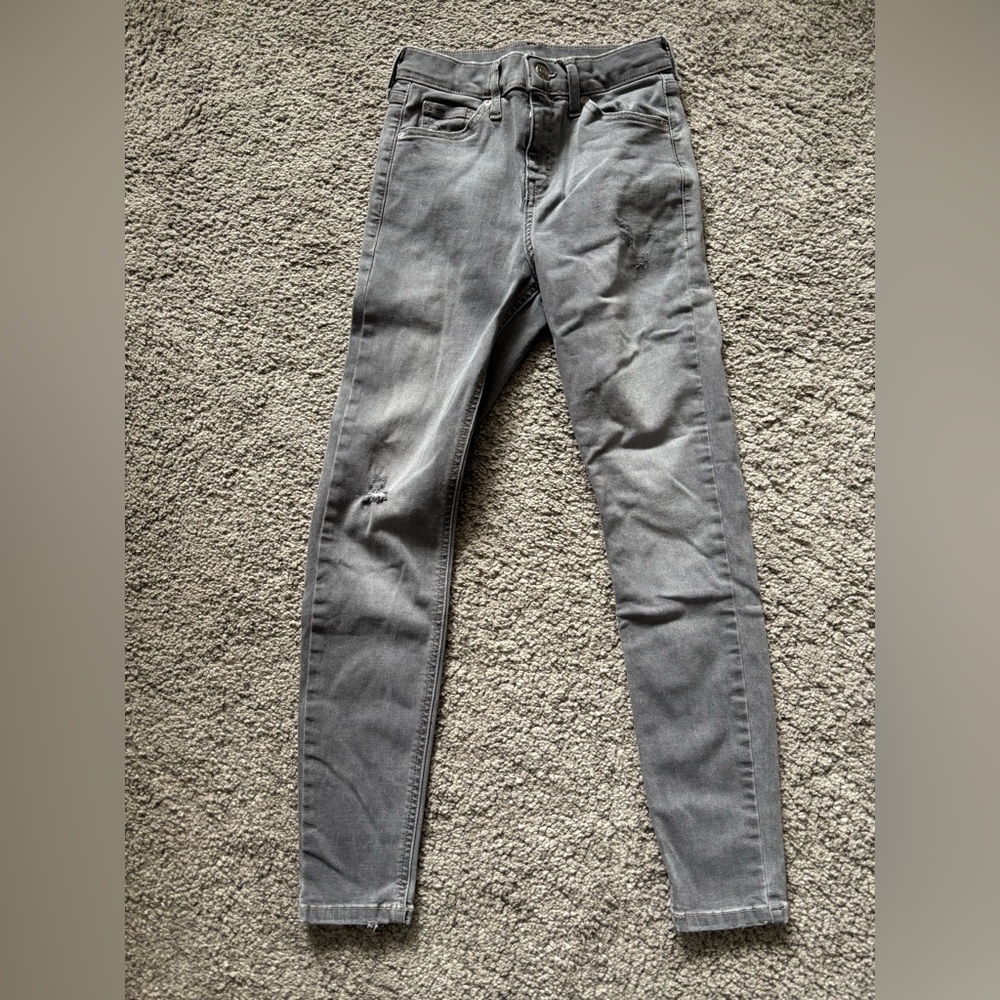 Topshop Grey Skinny Jeans with Subtle Distress